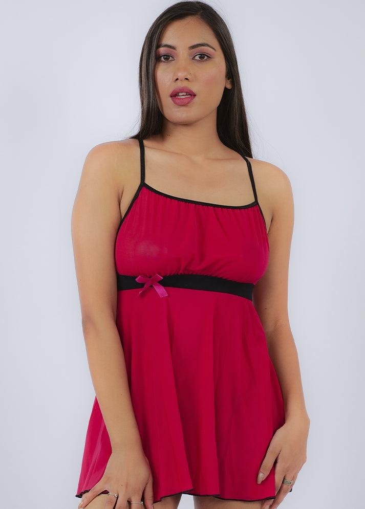 Transparent Material With Double Strap and T Panty Nightwear - Cladiva