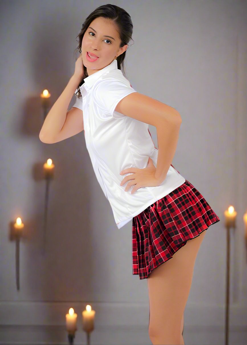 School Girl With Red and White Skirt - Cladiva